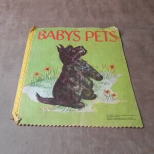 Grosset & Dunlap Fabric Baby Book Baby's Pets 1956 Antique Vintage Animals